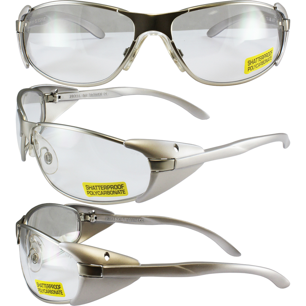 AVIS SUPRA SAFETY GLASSES GUN METAL SILVER FRAME CLEAR LENSES ANSI Z87