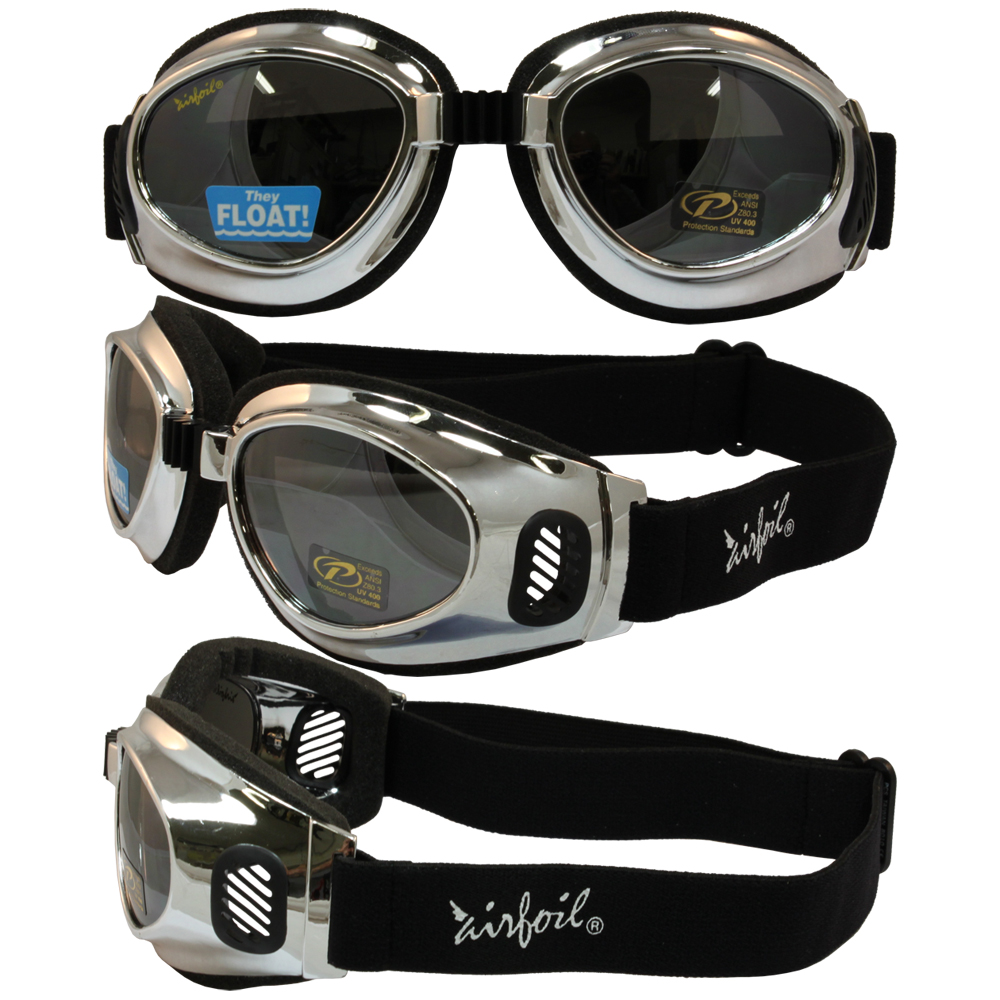Airfoil Chrome Goggles with Silver Mirror Lens UV 400 Protection 