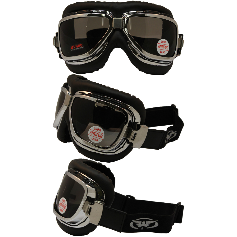 Classic Bomber Motorcycle Goggles Foam Padded Shatterproof ...