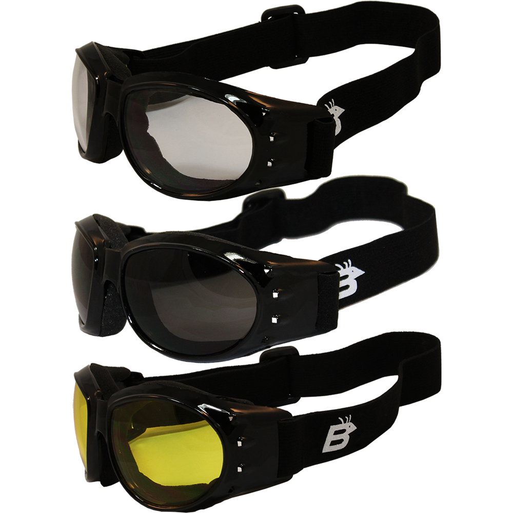 NWT Motorcycle Goggles Rowan Padded Anti Fog Lens Men Women Black Frame 